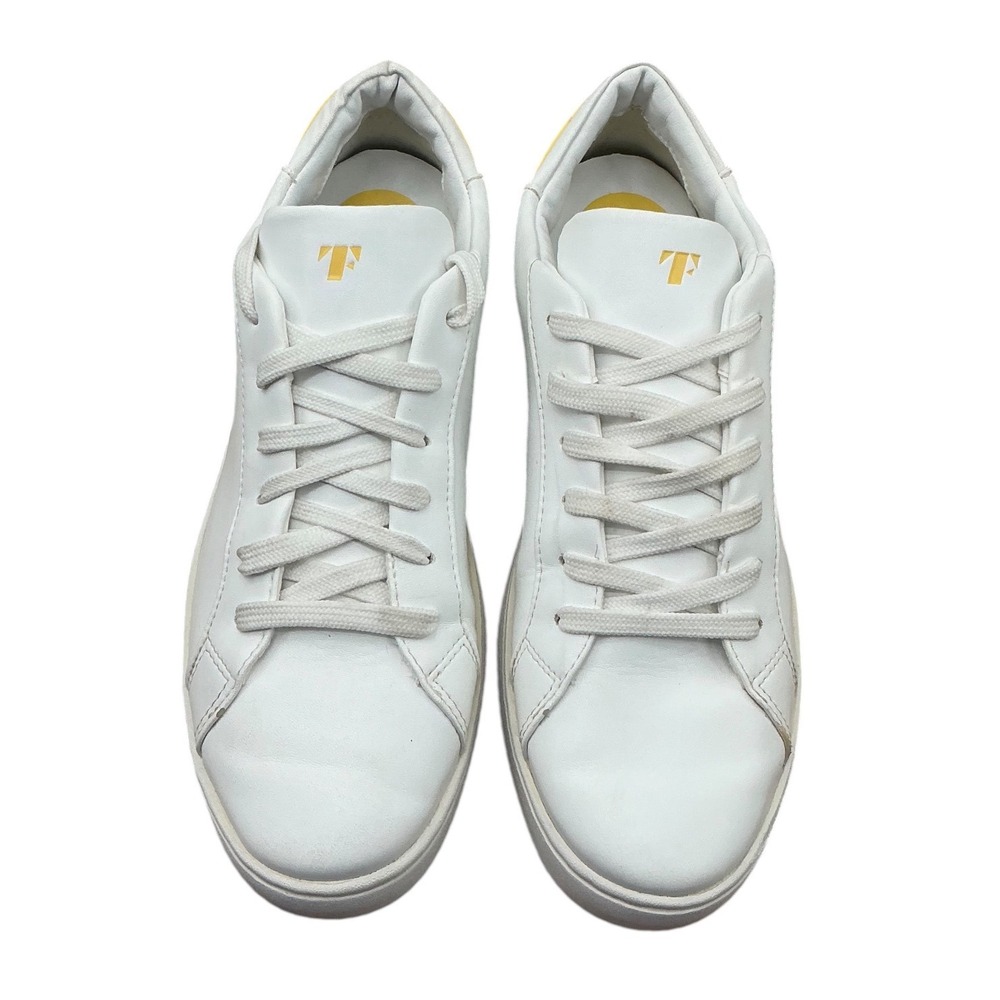 Thousand Fell Womens Lace‎ Up White Yellow Vegan Leather Sneakers Size 8